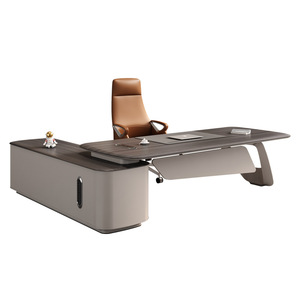 เฟอร์นิเจอร์สำนักงานหรูหรา โต๊ะทำงานผู้บริหารรูปตัวแอล พร้อมเก้าอี้ โต๊ะทำงานประธานบริษัท - Product Image 6