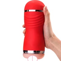 Masturbateur masculin 2-en-1 en silicone double face, type 'Aircraft Cup', jouet sexuel de poche mains libres pour hommes
