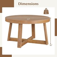 Table basse rustique de 30 pouces, structure en bois d'ingénierie, plateau épaissi, design en forme de croix, capacité de 220 lb, couleur naturelle