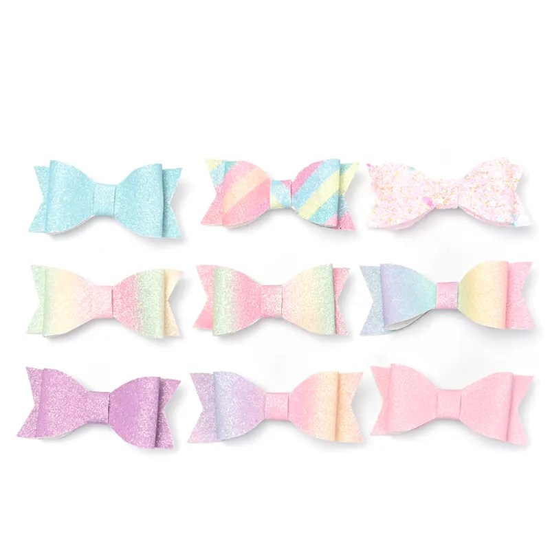 3 pcs/set vente en gros personnalisé élégant rétro doux paillettes Double queue d'aronde arc irisé pour bébé fille épingle à cheveux