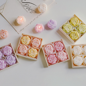 เทียนหอมกลิ่นกุหลาบจากขี้ผึ้งถั่วเหลืองรูปดอกไม้ สำหรับตกแต่งบ้านอย่างหรูหรา ใช้ในวันขอบคุณพระเจ้าและวันแม่ - Product Image 1