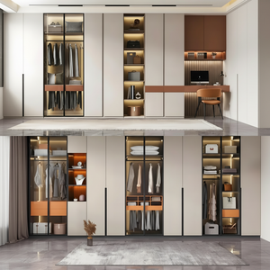 ตู้เสื้อผ้าปรับแต่งได้ทั้งบ้านดีไซน์ทันสมัยพร้อมแผงประตูสีดำ - Product Image 1