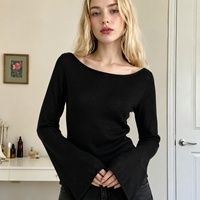 Suéter de Punto Vintage para Mujer, Color Sólido, Viscosa/Poliéster, Cuello Redondo, Manga Larga, Informal, Suave y Cálido para Otoño