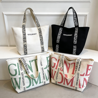 Tas Kanvas Desainer Daur Ulang dengan Pegangan dan Logo Custom untuk Wanita, Tas Belanja Besar dari Kanvas Katun