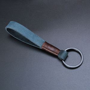 Men Women Key Holder Key Cover Auto Keyring Gift Custom Logo Retro Handmade Real Leather Cowhide Rope Keychain Leather KeyChains