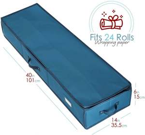 <b>Large</b> Capacity Folding Under Bed Christmas <b>Gift</b> Interior Pockets Partition Wrapping Storage <b>Box</b> for <b>Gift</b> Bags Ribbon and Bows - Product Image 3