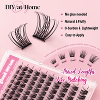 Lash Cluster Palsu Tanpa Lem, Perekat Sendiri, Siap Kirim, Logo Custom, MOQ Rendah, Laris Manis