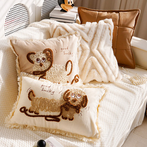 Cojín Decorativo Bordado con Diseño de Perro y <span class=keywords><strong>Mono</strong></span>, con Eslogan de Buena Suerte, Acogedor y Suave, para Decoración del Hogar u Oficina - Product Image 3