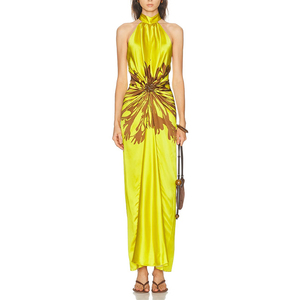 Buy Lime Green Formal Dress Elegant Floral Print | Alibaba.com