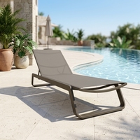 Chaise longue en maille cadre en aluminium Service de plage location piscine maille soleil piscine complexe commercial transat extérieur chaise longue