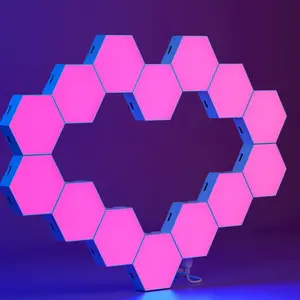 Luminária led hexagonal inteligente rgb, faça você mesmo, iluminação sensível ao toque, controle remoto, led decorativo