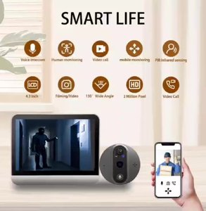 Vente en gros Caméra de vision nocturne avec visionneur de porte numérique <span class=keywords><strong>filaire</strong></span> Wi-Fi Sonnette vidéo intelligente étanche Meilleure sonnette de visionneuse de judas - Product Image 2