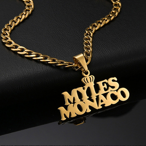 Personalizado Hip hop Acero inoxidable nombre inglés <span class=keywords><strong>collar</strong></span> plateado 18K oro desmontable letra colgante para hombres NK <span class=keywords><strong>collar</strong></span> - Product Image 4