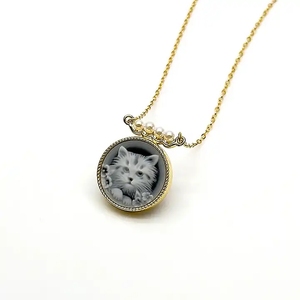 Heizun Factory Noir Bleu Rouge Pierre Précieuse Plaqué Or 18K S925 Argent Animal Pendentif Collier Décoré De Perle pour <span class=keywords><strong>Bijou</strong></span> Cadeau - Product Image 3