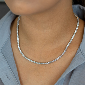 Premium Gold Round Brilliant Cut Lab Grown Diamond Tennis Chain Necklace IGI Certified Elegant Fine Jewelry Collection - Product Image 3