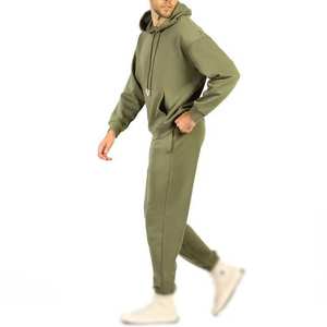 ชุดเซ็ตเสื้อฮู้ดดี้และกางเกงจ็อกเกอร์ผ้าฟลีซหนานุ่มคุณภาพสูง OEM สำหรับผู้ชาย สไตล์วินเทจ 2 ชิ้น ระบายอากาศได้ดี ผลิตจากโพลีเอสเตอร์/คอตตอน เหมาะสำหรับฤดูหนาว - Product Image 2