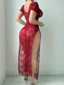 Robe bodycon en dentelle Robe sexy transparente en dentelle pour les hanches Sous-vêtements passionnés et romantiques - Product Image 3