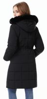 Manteau d'hiver pour femme, parka longue imperméable avec cordon de serrage à la taille, fermeture éclair et boutons, chaud pour l'hiver, vêtements d'extérieur pour femmes par temps froid