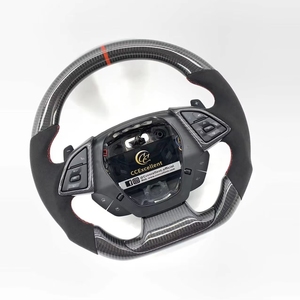 Volant en fibre de carbone véritable avec bande rouge et Alcantara pour <span class=keywords><strong>Chevrolet</strong></span> <span class=keywords><strong>Camaro</strong></span> 6e génération 2016-2021 - Product Image 2