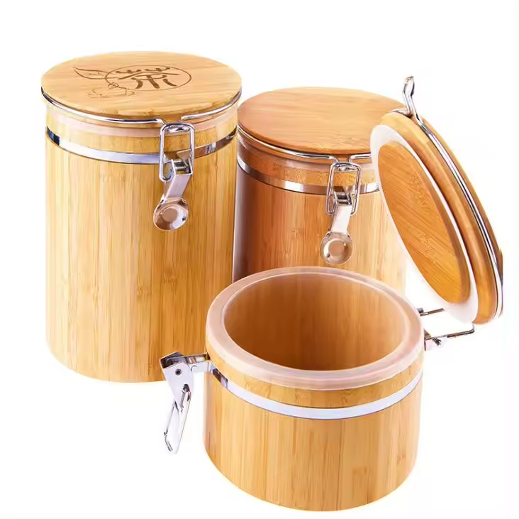 Bamboo Fiber Storage Jar With Bamboo
