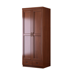 Muebles Rushan, Armario de Madera Maciza de Estilo Chino, Dos Puertas Abatibles, Color Nogal, Gabinete de Almacenamiento que Ahorra Espacio para Espacios Pequeños - Product Image 5