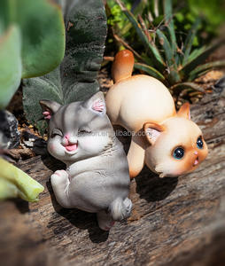 Ornamenti personalizzati su ordinazione della statua della resina del vaso del fiore del gatto carino adatti a paesaggio esterno del giardino e ad appendere il serbatoio di pesce - Product Image 3