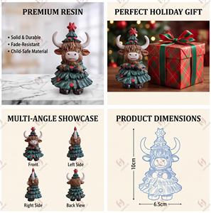 Figura <span class=keywords><strong>de</strong></span> <span class=keywords><strong>Vaca</strong></span> Highland para Árbol <span class=keywords><strong>de</strong></span> Navidad, Adorno <span class=keywords><strong>de</strong></span> Resina con Diseño <span class=keywords><strong>de</strong></span> Animal, Decoración Festiva Pintada a Mano para Hogar, Oficina, Repisa, Regalo - Product Image 3