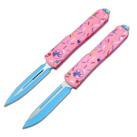 Couteau de camping et de chasse multifonctionnel UT85 Donut en acier inoxydable D2 à pointe tombante, manche en aluminium T6, brise-vitre