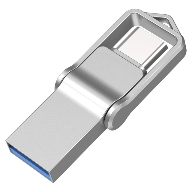 2-in-1 OTG Type C USB 2.0 Flash Drive Custom Logo Metal Swivel 16GB-128GB Waterproof OEM 1-Year Warranty