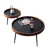 Meubles de salon modernes en bois ensemble de tables basses rondes