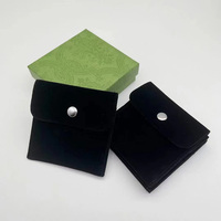 Pochette classique noire en velours double face avec bouton-pression pour bijoux, bagues, boucles d'oreilles, colliers – Meilleure vente
