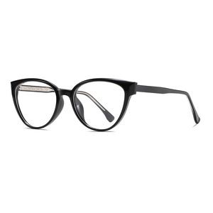 Monturas de gafas Dilisha estilo ojo de gato para mujer, montura completa de acetato, protección contra luz azul, lentes planas, diseño para rostros pequeños - Product Image 2