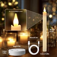 Ensemble de bougies chauffe-plat LED rechargeables avec effet de flamme vacillante 3D et télécommande pour la décoration de Noël et d'Halloween