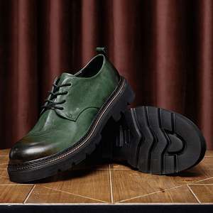 Chaussures décontractées en cuir de vachette américaine rétro britannique pour hommes d'affaires chaussures de travail à bout fermé style haut de gamme 1:1 augmenter haut bas - Product Image 5