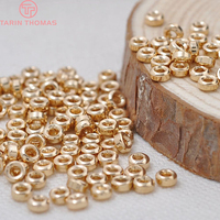 Perles d'espacement rondes en laiton plaqué or 24 carats pour bracelets et colliers, accessoires de fabrication de bijoux DIY de haute qualité, vente en gros