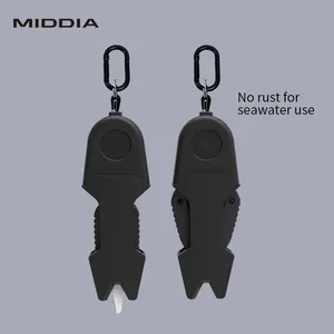MIDDIA 낚시 가위 휴대용 피쉬 라인 커터 스냅 커터 개폐식 가죽 끈이있는 낚싯줄 커터