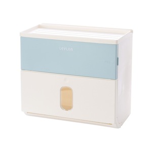 Levijia – porte-boîte à mouchoirs double couche, fixation murale, sans perçage, étanche, pour salle de bain, toilettes, gris nordique - Product Image 3