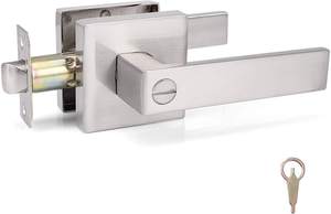 Poignée <span class=keywords><strong>de</strong></span> <span class=keywords><strong>porte</strong></span> à levier <span class=keywords><strong>de</strong></span> confidentialité/passage avec serrure et clé, ensemble <span class=keywords><strong>de</strong></span> poignées carrées fines [pour <span class=keywords><strong>porte</strong></span> <span class=keywords><strong>d</strong></span>'<span class=keywords><strong>entrée</strong></span> ou <span class=keywords><strong>de</strong></span> bureau, réversible pour les côtés droit et gauche] - Product Image 4