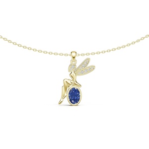 <span class=keywords><strong>Collana</strong></span> con Ciondolo Originale in Argento 925 con Zaffiro Blu, <span class=keywords><strong>Rubino</strong></span> e Zirconia Cubica Rossa, Ali Incantate e Fata Fantasiosa - Product Image 1
