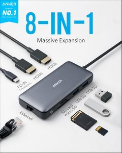 ฮับ Anker 8-in-1 USB-C พร้อมจอภาพคู่ 4K 2 HDMI, ฮับอีเธอร์เน็ต 1 Gbps, จ่ายไฟ 85W, การ์ดสำหรับ Pro 8-in-1 USB C Hub - Product Image 4