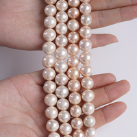 Perles naturelles en gros 11-13mm Perles rondes de forme Edison Fil de perles de couleur blanche et rose pour la fabrication de bijoux