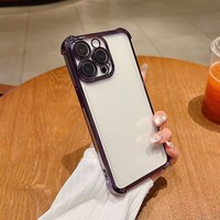 Étui de téléphone transparent anti-chute à quatre coins électro-plaqué de luxe pour Oppo