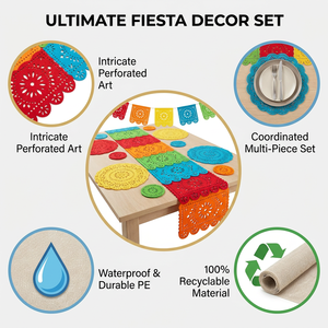 Kit de Decoración para Fiesta Mexicana, Decoraciones para el Cinco de Mayo, Mantel, Placemat, Plato de Papel, Vaso y Pancarta Recortada para Eventos Temáticos - Product Image 6