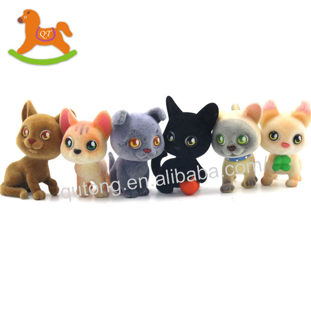 OEM Cute PVC Collectible Flock Cat Surprise Figurine Egg Toy Miniature Animal Figurines Toy Manufacturer