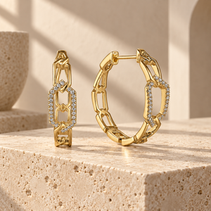 Orecchini a Cerchio Traforati con Micro Pavé di Zirconi per Donne, Gioielli Eleganti e Geometrici alla Moda - Product Image 4