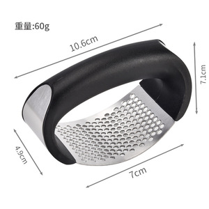 Stainless Steel Garlic Press Manual Curved Garlic Crusher Garlic Paste Maker Black Durable Hand Wash Only - Product Image 2