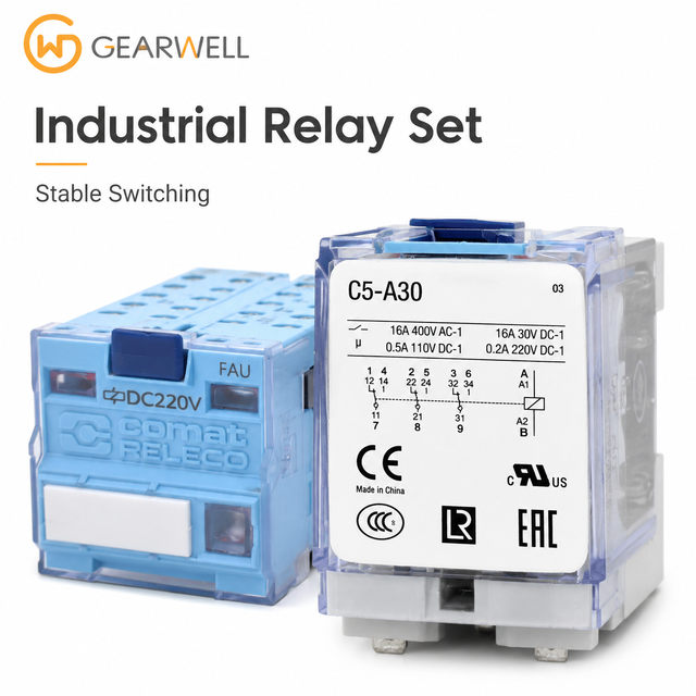 Comat Releco C5-A30 Industrial Relay DC220V with Socket Base for Control Panel