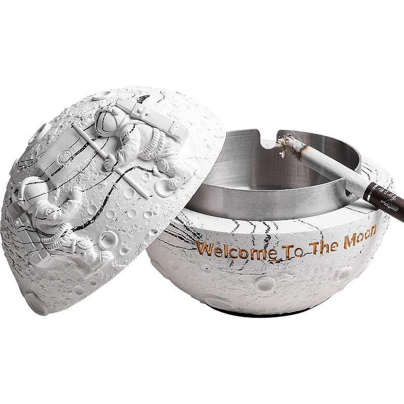 Bandeja de astronauta criativa de cimento, bandeja com tampa de artesanato decorativo personalidade anti-mosca cinzeiro