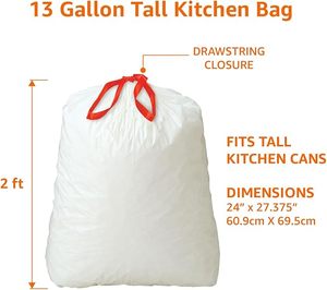 Bolsas de Basura Resistentes para Cocina con Asa de Cordón Roja, Bolsas de Basura Desechables Blancas de LDPE a Prueba de Fugas, al por Mayor - Product Image 6