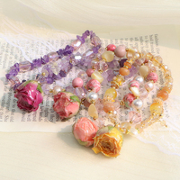 Pulsera de Cadena con Cristales y Flores Estilo Hada, Diseño Exclusivo, Adorno Versátil para la Muñeca, Joyería Exquisita para Mujer, Regalo